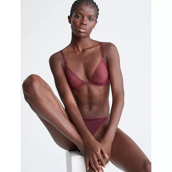 Calvin Klein Womens Sheer Marquisette Unlined Plunge BraTawny Port