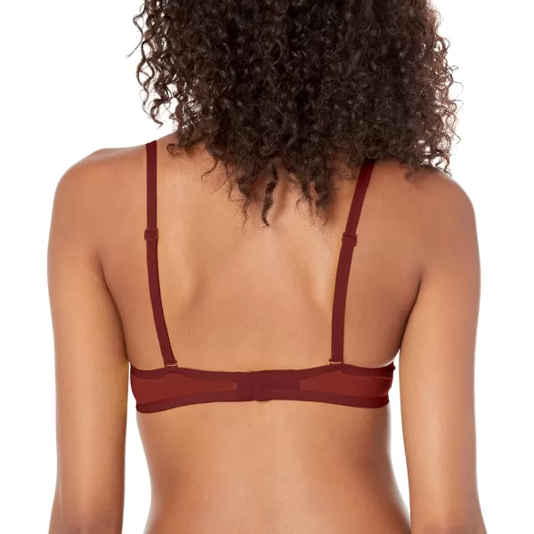 Calvin Klein Womens Sheer Marquisette Unlined Plunge BraTawny Port