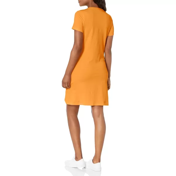Calvin Klein Womens Short Sleeve Logo TShirt DressKumquatGold