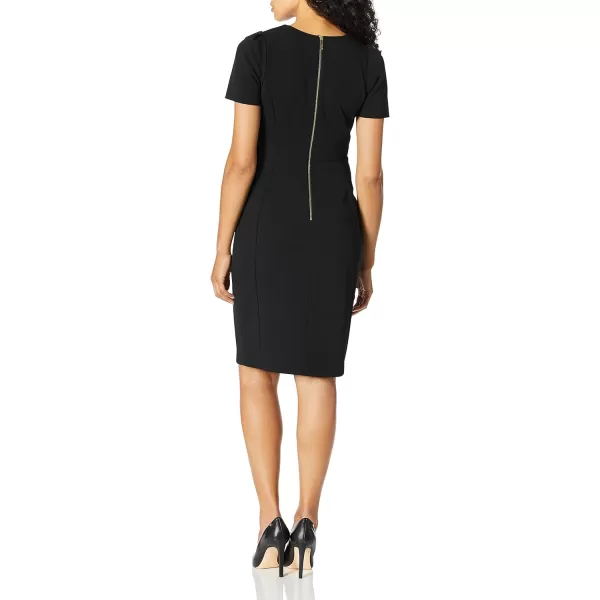 Calvin Klein Womens Short Sleeved Princess Seamed Sheath Dress Standard and PetiteBlack Noir