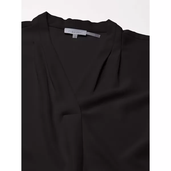 Calvin Klein Womens Sleeveless Blouse with Inverted Pleat Standard and PlusPlus Black