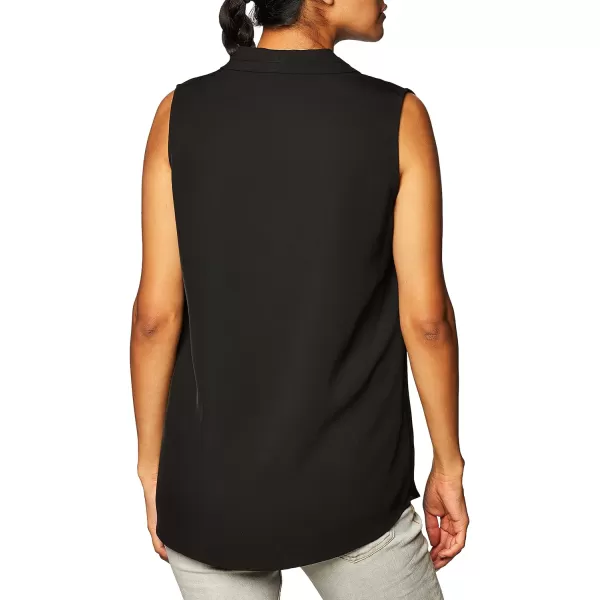 Calvin Klein Womens Sleeveless Blouse with Inverted Pleat Standard and PlusPlus Black