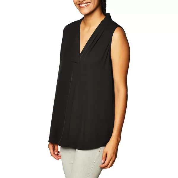 Calvin Klein Womens Sleeveless Blouse with Inverted Pleat Standard and PlusPlus Black