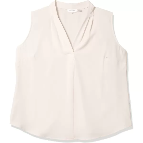 Calvin Klein Womens Sleeveless Blouse with Inverted Pleat Standard and PlusPlus Blush