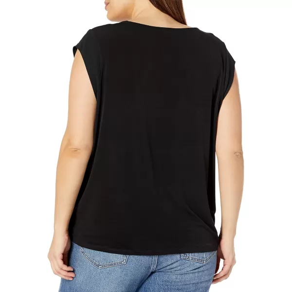 Calvin Klein Womens Sleeveless Blouse with Inverted Pleat Standard and PlusPlus Size Black