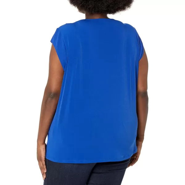 Calvin Klein Womens Sleeveless Blouse with Inverted Pleat Standard and PlusPlus Size Klein Blue