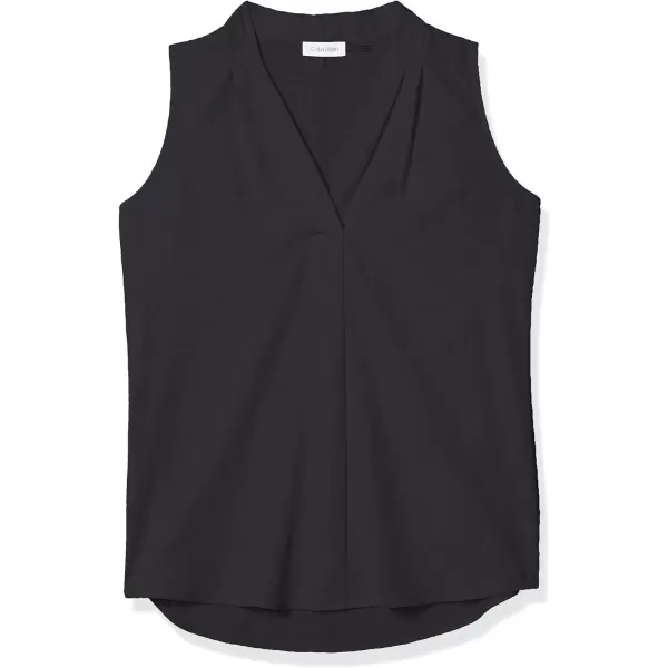 Calvin Klein Womens Sleeveless Blouse with Inverted Pleat Standard and PlusStandard Black