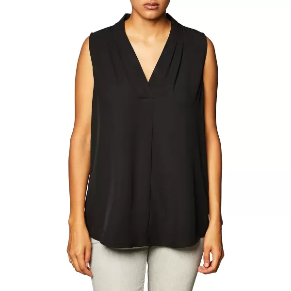 Calvin Klein Womens Sleeveless Blouse with Inverted Pleat Standard and PlusStandard Black