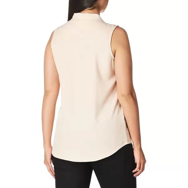 Calvin Klein Womens Sleeveless Blouse with Inverted Pleat Standard and PlusStandard Blush