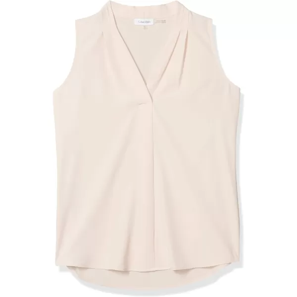 Calvin Klein Womens Sleeveless Blouse with Inverted Pleat Standard and PlusStandard Blush