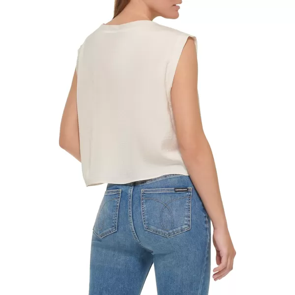 Calvin Klein Womens Sleeveless Blouse with Inverted Pleat Standard and PlusStandard Mascarpone