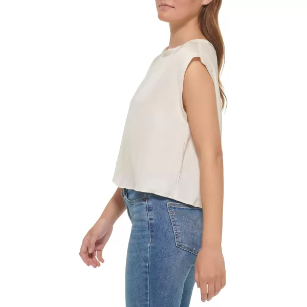 Calvin Klein Womens Sleeveless Blouse with Inverted Pleat Standard and PlusStandard Mascarpone