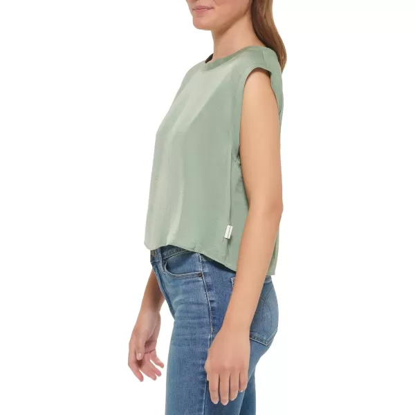 Calvin Klein Womens Sleeveless Blouse with Inverted Pleat Standard and PlusStandard Sage