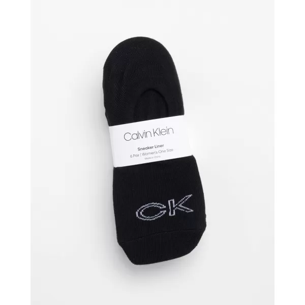 Calvin Klein Womens Socks  Comfort Cuff Sneaker Liner 6 PackBlack Logo