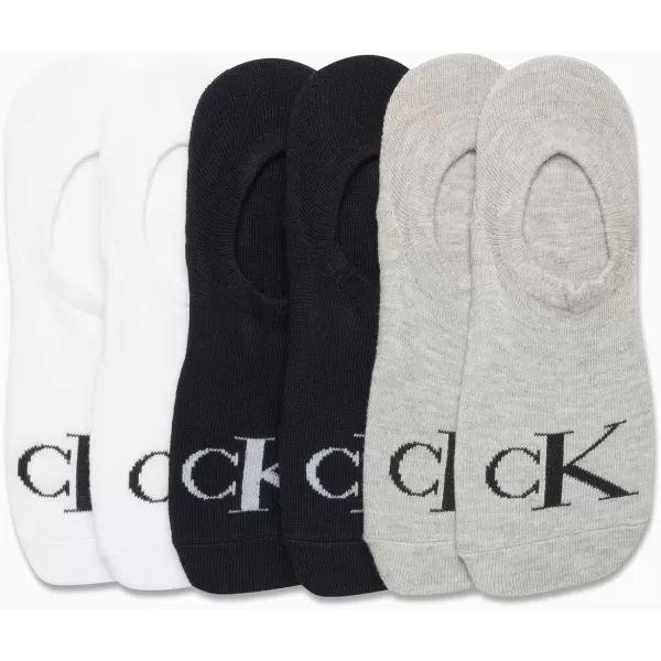 Calvin Klein Womens Socks  Comfort Cuff Sneaker Liner 6 PackGrey Logo Assorted