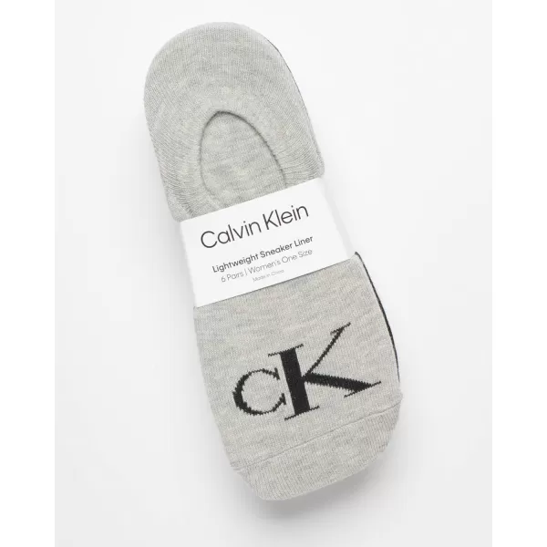 Calvin Klein Womens Socks  Comfort Cuff Sneaker Liner 6 PackGrey Logo Assorted