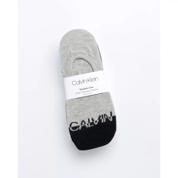 Calvin Klein Womens Socks  Comfort Cuff Sneaker Liner 6 PackGreyBlackWhite