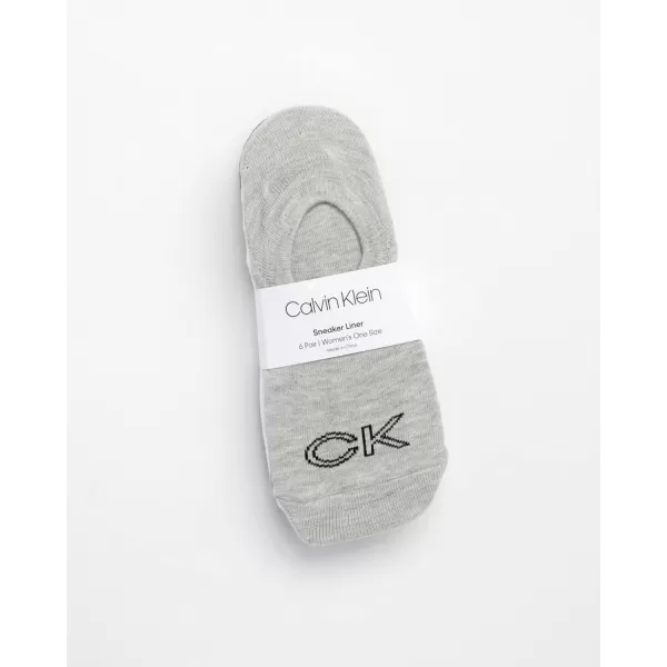 Calvin Klein Womens Socks  Comfort Cuff Sneaker Liner 6 PackGreyWhiteBlack