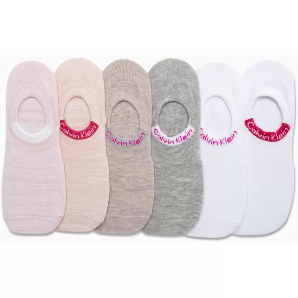 Calvin Klein Womens Socks  Comfort Cuff Sneaker Liner 6 PackPinkWhiteGrey