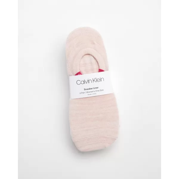 Calvin Klein Womens Socks  Comfort Cuff Sneaker Liner 6 PackPinkWhiteGrey