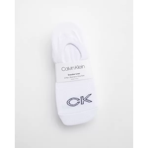 Calvin Klein Womens Socks  Comfort Cuff Sneaker Liner 6 PackWhite