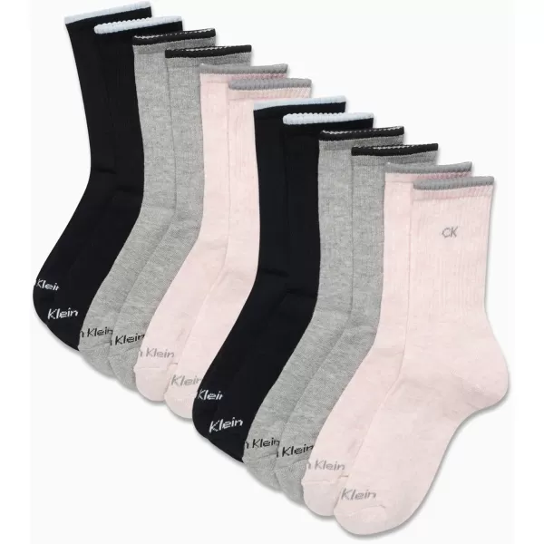 Calvin Klein Womens Socks  Cushion Athletic Crew Socks 12 PackRose Heather Assorted