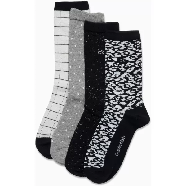 Calvin Klein Womens Socks  Cushion Athletic Crew Socks 4 PackBlack Assorted