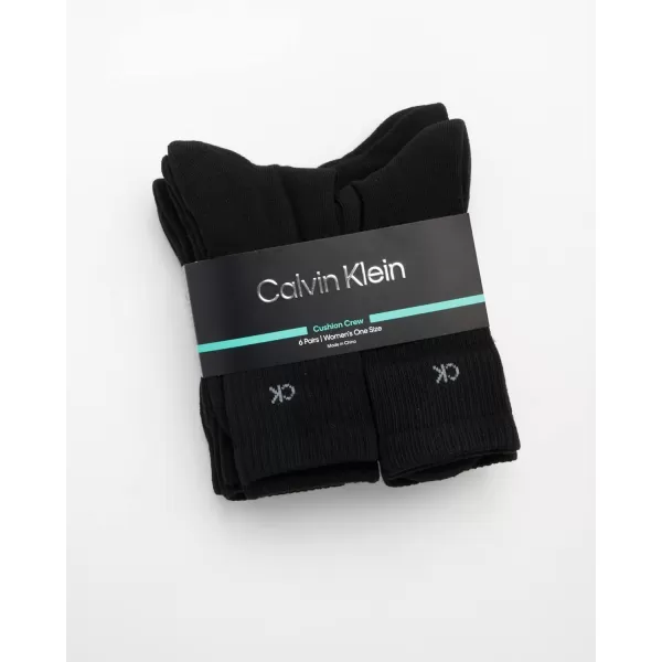 Calvin Klein Womens Socks  Cushion Athletic Crew Socks 6 PackBlack