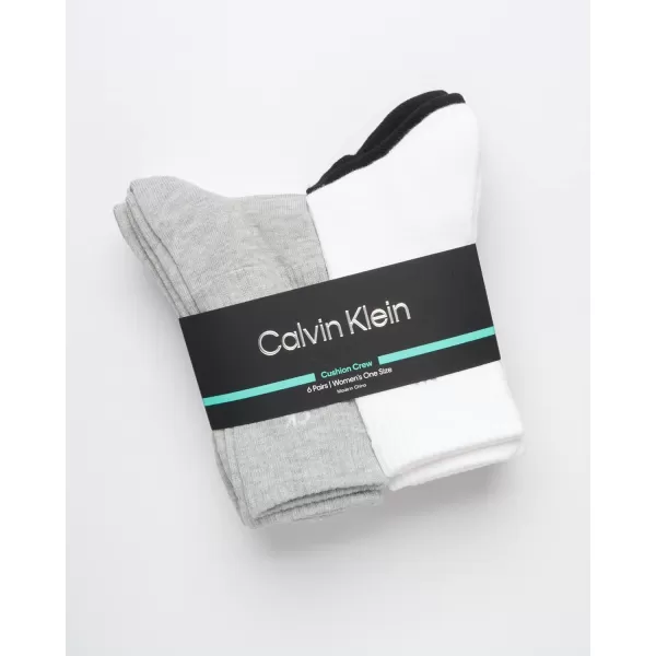 Calvin Klein Womens Socks  Cushion Athletic Crew Socks 6 PackGrey Assorted