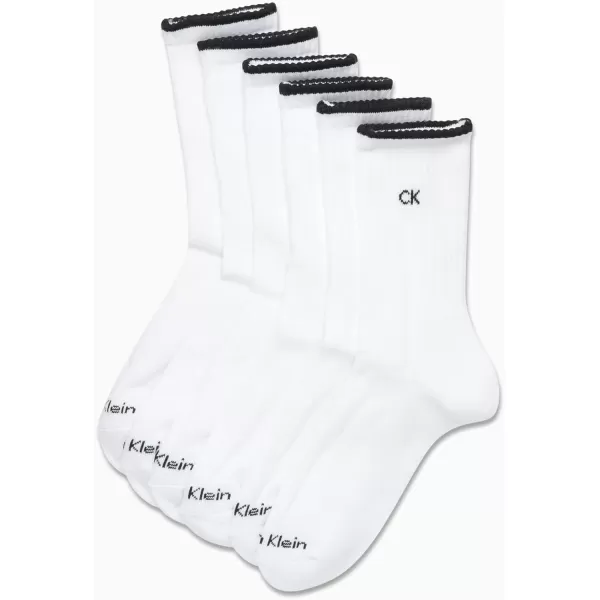 Calvin Klein Womens Socks  Cushion Athletic Crew Socks 6 PackPure White