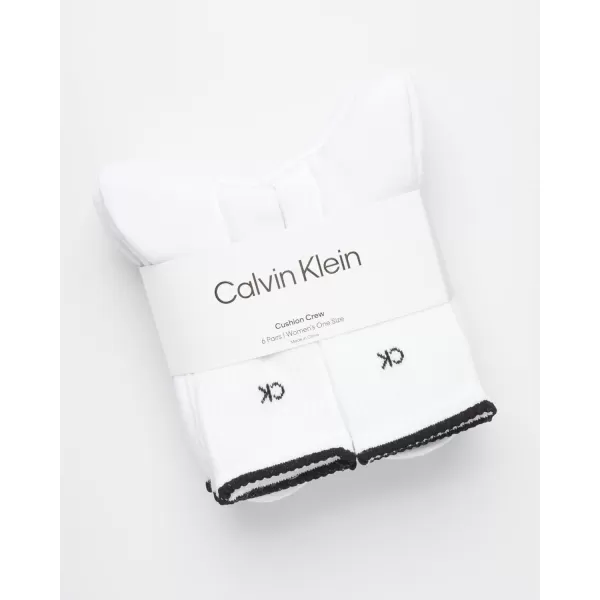 Calvin Klein Womens Socks  Cushion Athletic Crew Socks 6 PackPure White