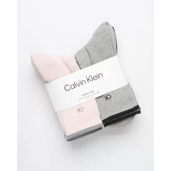 Calvin Klein Womens Socks  Cushion Athletic Crew Socks 6 PackRose Heather Assorted