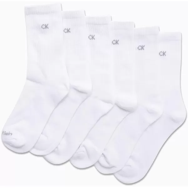 Calvin Klein Womens Socks  Cushion Athletic Crew Socks 6 PackWhite