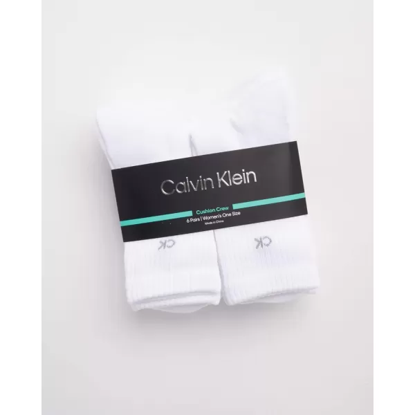 Calvin Klein Womens Socks  Cushion Athletic Crew Socks 6 PackWhite