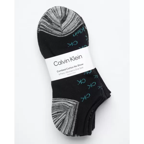 Calvin Klein Womens Socks  Cushion No Show Socks 6 PackBlack Ck Logo