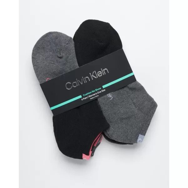 Calvin Klein Womens Socks  Cushion No Show Socks 6 PackBlackGrey