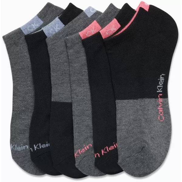 Calvin Klein Womens Socks  Cushion No Show Socks 6 PackBlackGrey