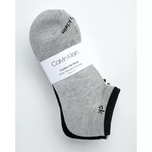 Calvin Klein Womens Socks  Cushion No Show Socks 6 PackGrey Assorted