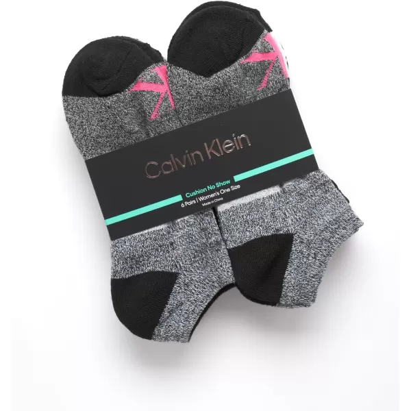 Calvin Klein Womens Socks  Cushion No Show Socks 6 PackGreyBlack Logo