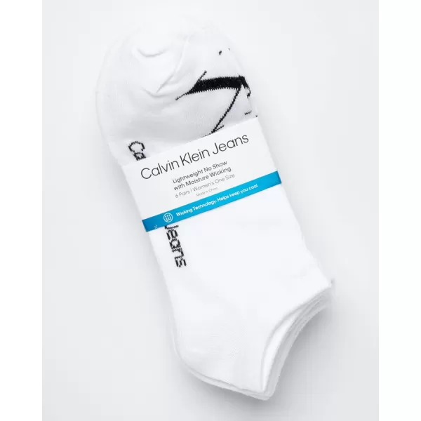 Calvin Klein Womens Socks  Cushion No Show Socks 6 PackWhite Monogram