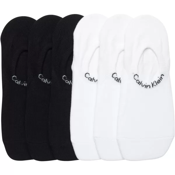 Calvin Klein Womens Socks  Lightweight No Show Liners 6 PackWhiteBlack Assorted