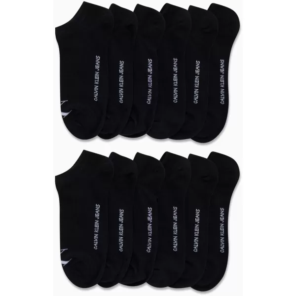 Calvin Klein Womens Socks  Lightweight Performance NoShow Liners 12 PackAll Black Logo