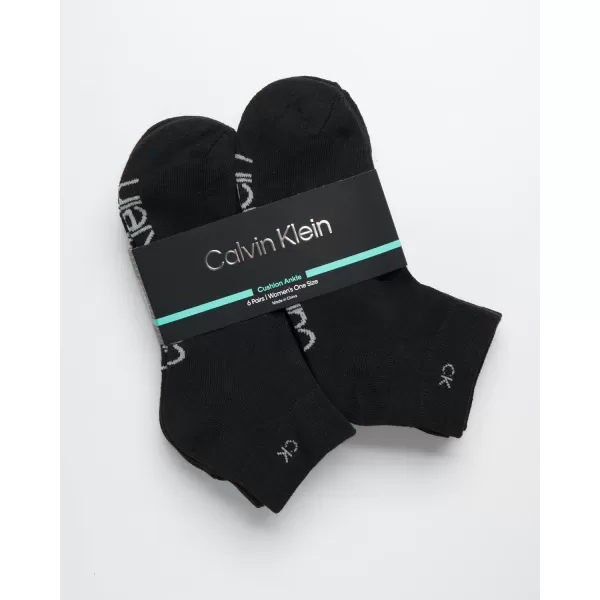 Calvin Klein Womens Socks  Lightweight Quarter Cut Ankle Socks 3 or 6 PackAll Black6 Pack