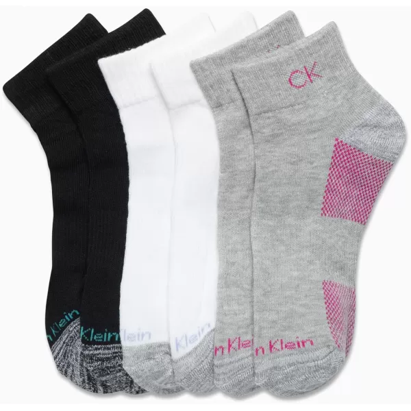 Calvin Klein Womens Socks  Lightweight Quarter Cut Ankle Socks 3 or 6 PackAssorted Heather6 Pack