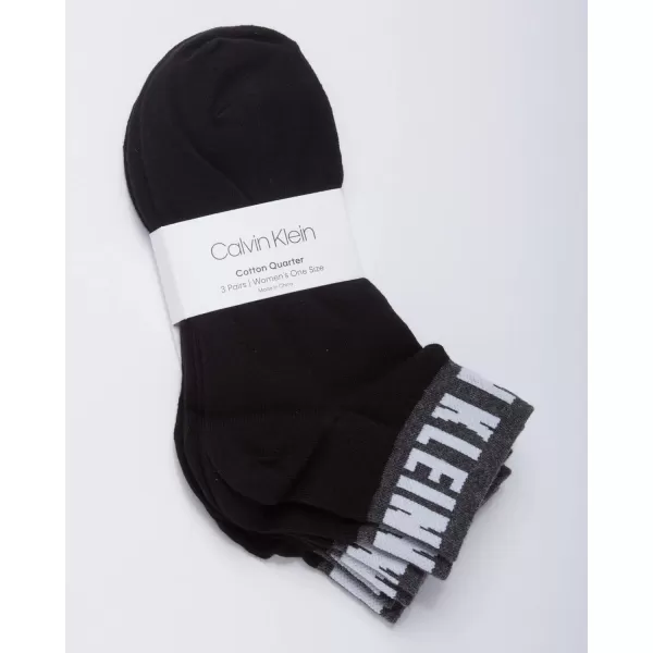 Calvin Klein Womens Socks  Lightweight Quarter Cut Ankle Socks 3 or 6 PackBlack