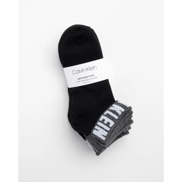 Calvin Klein Womens Socks  Lightweight Quarter Cut Ankle Socks 3 or 6 PackBlack Logo