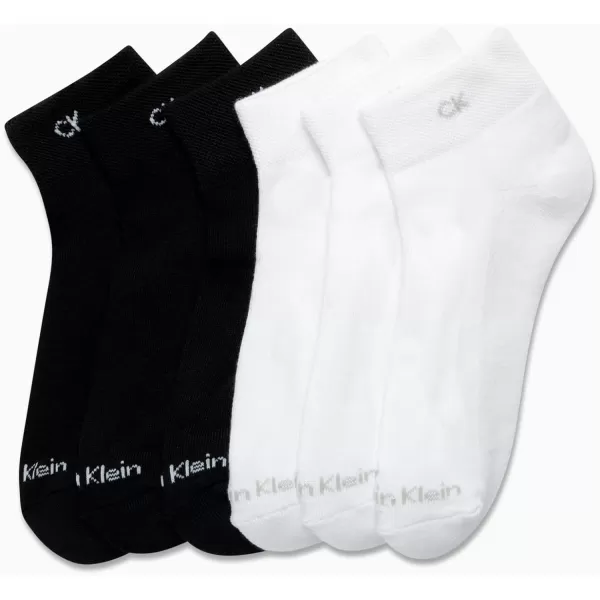 Calvin Klein Womens Socks  Lightweight Quarter Cut Ankle Socks 3 or 6 PackBlackWhite6 Pack