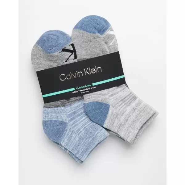 Calvin Klein Womens Socks  Lightweight Quarter Cut Ankle Socks 3 or 6 PackBlue Assorted6 Pack