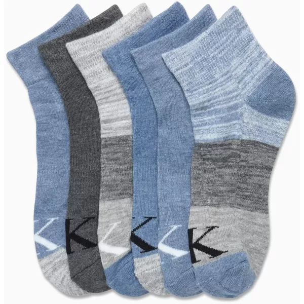 Calvin Klein Womens Socks  Lightweight Quarter Cut Ankle Socks 3 or 6 PackBlue Assorted6 Pack