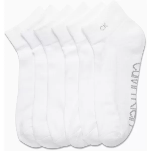 Calvin Klein Womens Socks  Lightweight Quarter Cut Ankle Socks 3 or 6 PackPure White6 Pack